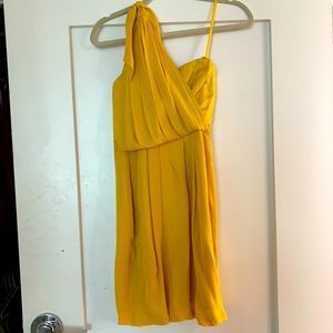 Yellow one shoulder BCBG cocktail dress